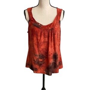 Vintage Dressbarn Womens Top Sz XL Orange Sheer Burnout Fairy Grunge Boho Y2K
